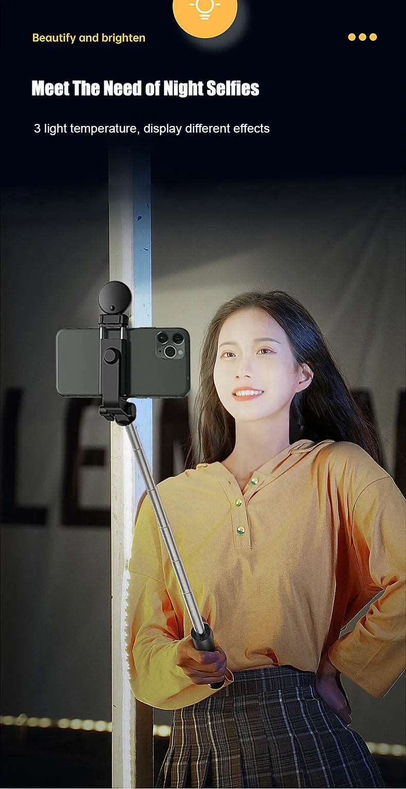 Selfie Stick Tripod with LED Fill Light