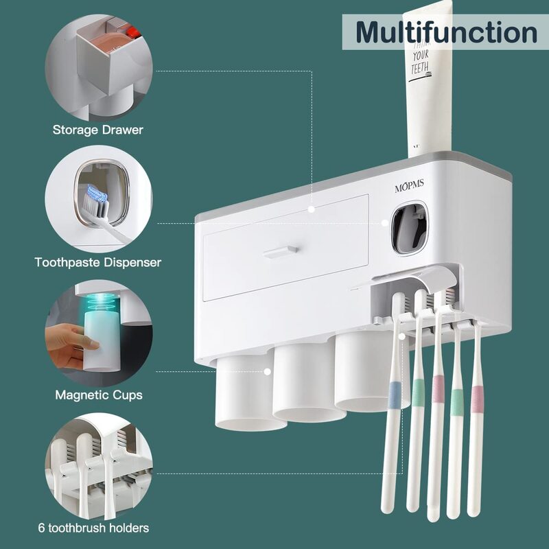 Βάση οδοντόβουρτσας Επιτοίχια με 2 ή 3 Μαγνητικά Ποτήρια