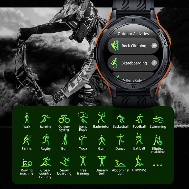 AMOLED Sports Smart Watch, BT Call, Μπαταρία 410mAh