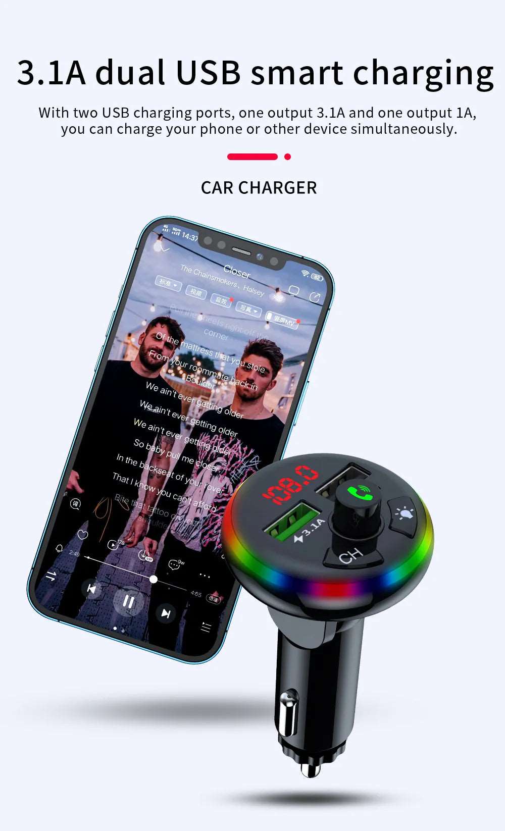 FM Blue tooth Wireless Car Charger