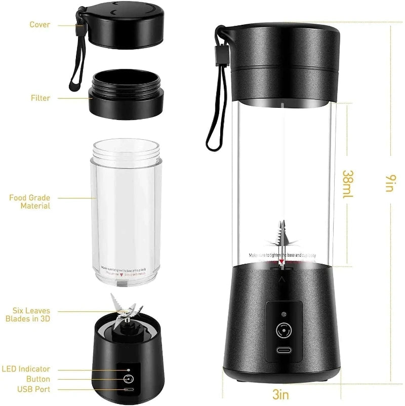 Portable Blender: 4000mAh Rechargeable, 6-Blade Tech, Ice Crushing