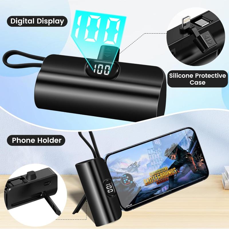 Mini Power Bank,Capsule Power Phone Charger 5000mAh,Portable Charger for Apple & Android Phones