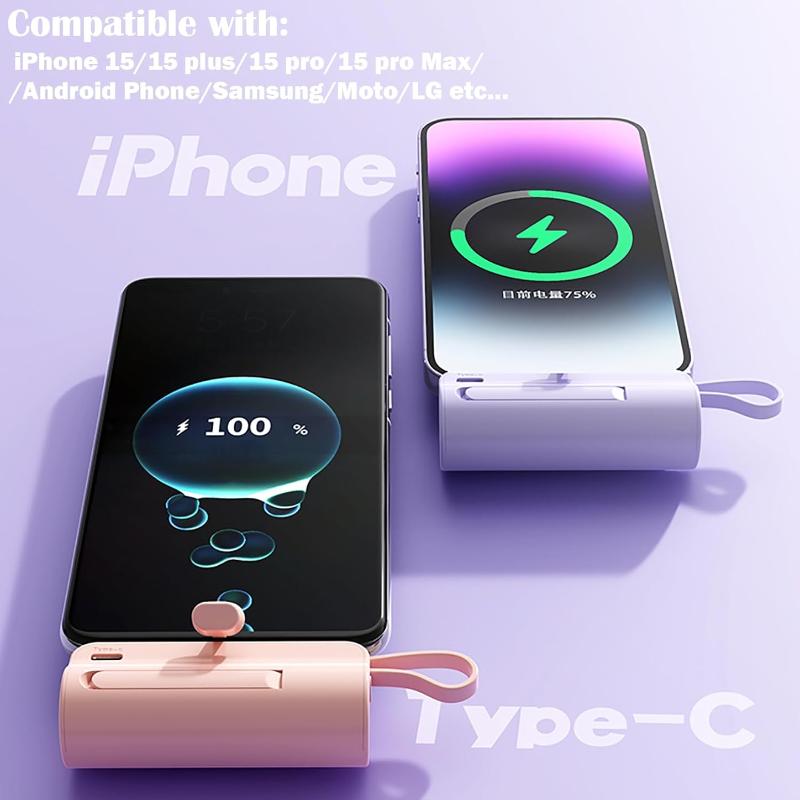 Mini Power Bank,Capsule Power Phone Charger 5000mAh,Portable Charger for Apple & Android Phones